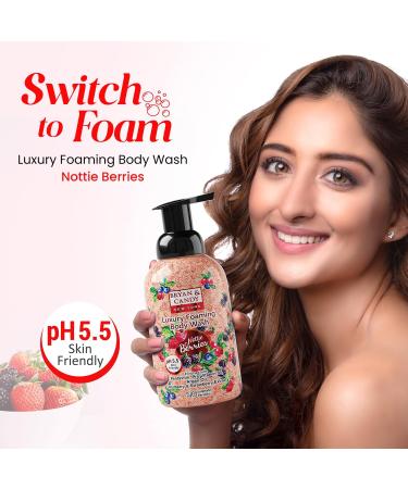 Bryan & Candy Luxury Foaming Body Wash - Nottie Berries Pentavitin Pro Vit B5 Argan Oil | pH 5.5 All Skin Types 400ml - Buy Internationally - Buy Online on GoSupps.com