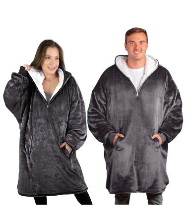 Trekki oversized hoodie ceiling plush flannel ceiling hoodie soft and warm blankets sweater oversized cuddly sweater with zipper oversized hoodie men and women blank hoodie dark gray