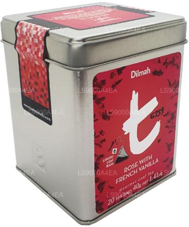Dilmah Rose with French Vanilla Tea 20 Luxury Tea Bags in Tin Caddy - Dilmah Exceptional Real Leaf Tea Pure Ceylon French Vanila Tea Box - Buy Online on GoSupps.com