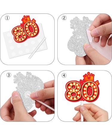 18pcs Red Fluorescence Glitter Dessert Cupcake Topper Cheer to Let s Glow Crazy Made In 1944 Theme Decoration Supplies Happy 80th Birthday Anniversary Wedding Party Decor Supplies - Buy Online on GoSupps.com