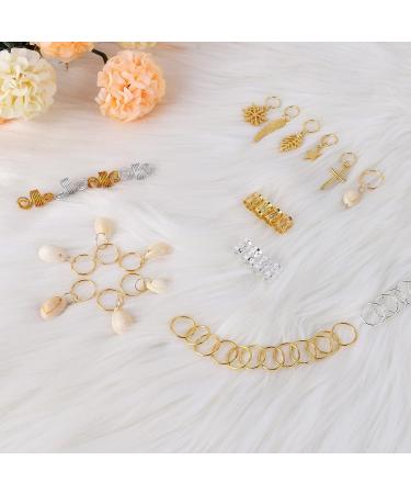 Nafaboig 200PCS Hair Beads & Jewelry for Women Braids | Dreadlocks Accessories - Gold Silver Clips, Cuffs, Shells, Rings - Hair Braiding & Beard Decoration - Buy Online on GoSupps.com