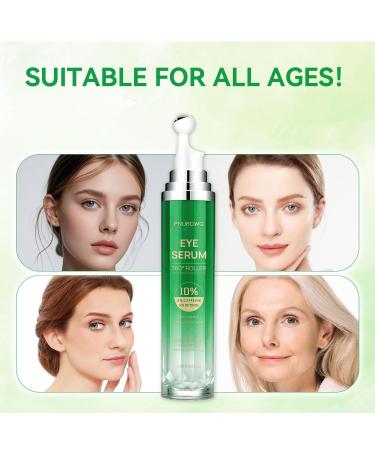 Eye Cream with 5% Caffeine Retinol Hyaluronic Acid Eye Serum with 360 Roller Massage Ball for Puffy Bags Fine Lines Dark Circles and Wrinkles Under Eye Treatment Serum for Women & Men Light green - Buy Online on GoSupps.com