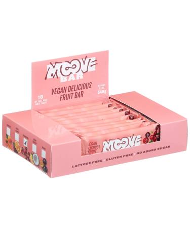 Moove Bar - Vegan Delicious Fruit Bar on a chocolate base - with Cranberries - (18x 30g )