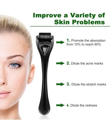 URAQT 2.5mm Derma Roller for Beard Growth and Facial Skin Care - 540 Titanium Micro Needles for Men and Women - Stimulate Hair Growth and Scar Removal - Buy Online on GoSupps.com