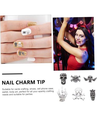 FRCOLOR 240 Pieces Nail Art Accessories Metal Halloween Nail Pendant DIY Halloween Nail Charm Ornament Nail Skull Pendant Manicure Decorate Set 3D - Buy Online on GoSupps.com