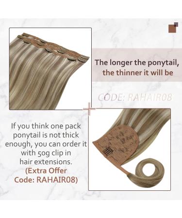 Runature Real Hair Ponytail Extensions - Brown & Platinum Blonde Highlights 30cm 70g Short Braided Hair #8P60 - Buy Online on GoSupps.com