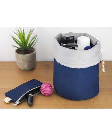 Mygadget Large Cultural Cosmetic Bag | Travel Barrel Wash Bag for Women - Blue Makeup Organizer - Buy Online on GoSupps.com