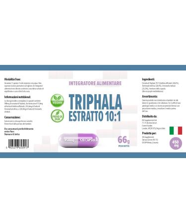 Triphala Extract 10:1 (4500mg) 120 Vegan Capsules | High Strength Supplement | AGROLAB Germany Certified | Gluten & GMO Free - Buy Online on GoSupps.com