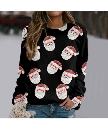 Women's Christmas Sweatshirt Snowman Penguin Print O-Neck Raglan Top - Black M - Buy Online on GoSupps.com