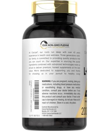 Carlyle L-Citrulline Capsules 1600mg | 200 Count | Non-GMO Gluten Free Supplement for Advanced Athletes - Buy Online on GoSupps.com