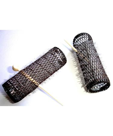 2 Pack HAIR STYLING BRUSH ROLLERS & PINS Hair Curlers 7/8 x 3 Bristles (12 Rollers)
