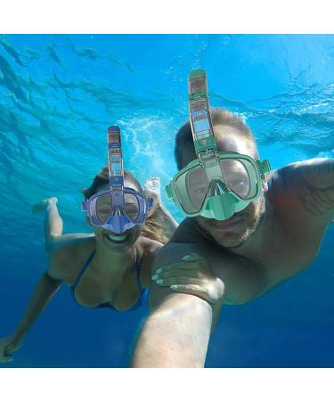 Bairuifu Dry Top Foldable Snorkel Mask Set - 180 Panoramic View, Anti-Fog & Leak Protection, Camera Mount, Ideal for Scuba Diving & Snorkeling - Light Blue, Large - Buy Online on GoSupps.com