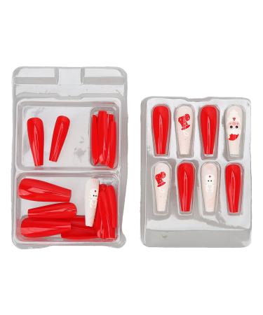 30 Pieces Christmas False Nails Portable Self Adhesive Fully Wrapped Artificial Nail Polish Christmas False Nails for Women and Girls (Type 1)