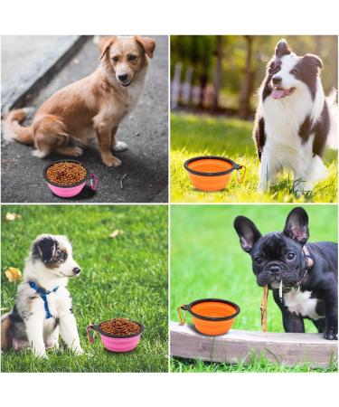 Slson Foldable Pet Bowl - Portable Travel Bowl for Dogs & Cats (350ml) with Carabiner Water & Food Bowls in Orange & Pink - Buy Online on GoSupps.com