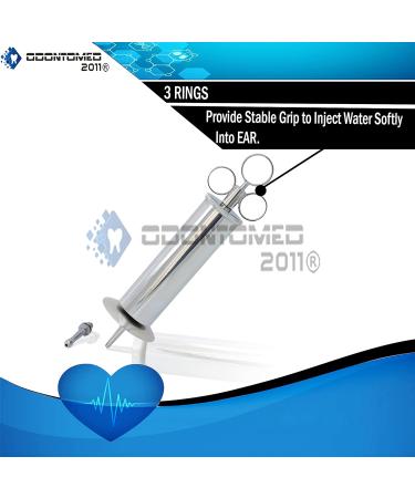 OdontoMed2011 3oz Brass Ear Wax Removal Syringe - High Quality Veterinary Instrument with Chrome Finish - Buy Online on GoSupps.com
