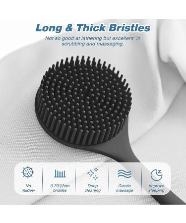 ManmiHealth Silicone Back Scrubber & Shower Brush Set - Super-Exfoliating Body Scrubber with Free Hook - Black (2 PCS) - Buy Online on GoSupps.com