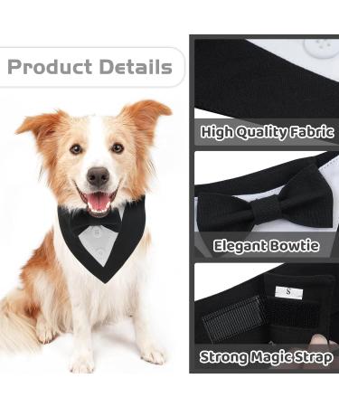 MHauslie Formal Tuxedo Dog Bandana with Bow Tie - Adjustable Neckerchief for Small Dogs in Black - Buy Online on GoSupps.com