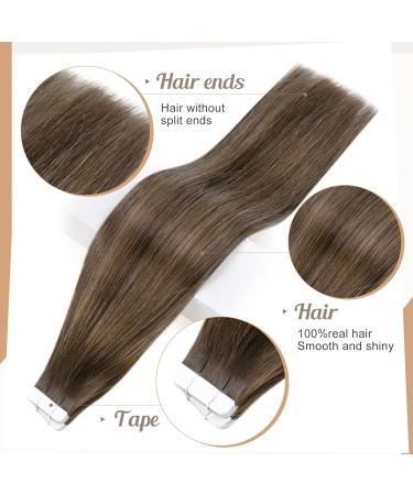 FSHINE Balayage Tape Extensions - Real Hair Dark Brown to Medium Brown - 50g 40cm Remy Tape-In Hair #2/6/2 - Straight Balayage Style - Buy Online on GoSupps.com