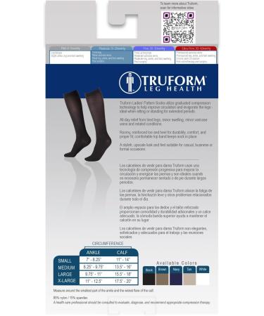 Truform Compression Socks for Women - 15-20 mmHg Knee High Dress Socks Brown Diamond Knit Large (Pack of 2) - International Shipping Available - Buy Online on GoSupps.com