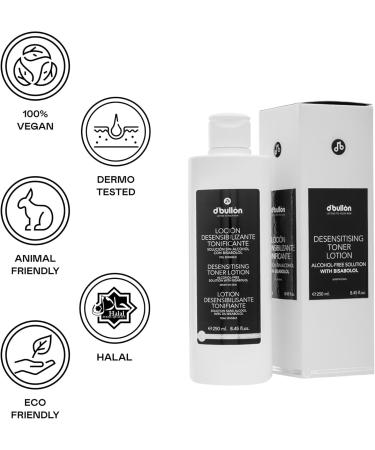  Valquer Laboratorios D'Bull n Professional Toning desensitizing lotion alcohol-free solution of bisabolol - 250 ml - Buy Online on GoSupps.com