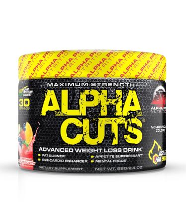 Alpha CUTS Fat Burner Thermogenic Men Women Pre Cardio Workout Weight Loss Drink CLA Tropical Fruit Alpha Pro Nutrition