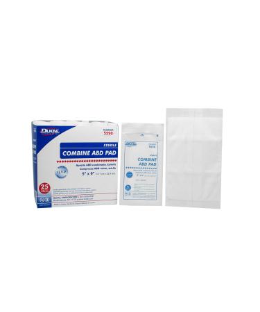 Dukal Abdominal Pads. Pack of 25 Sterile ABD Pads 5 x 9. Highly Absorbent sterile dressings for Wound Padding and Protection. Multi-Layer Dressing. Sealed Edges.
