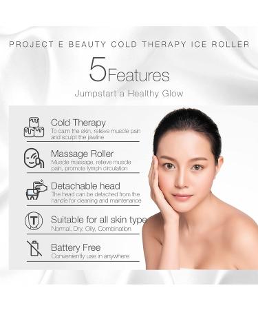 Project E Beauty Ice Roller Cold Therapy | Face Eye Body Massager for Puffiness, Wrinkles, Dark Circles & Muscle Pain Relief - Buy Online on GoSupps.com
