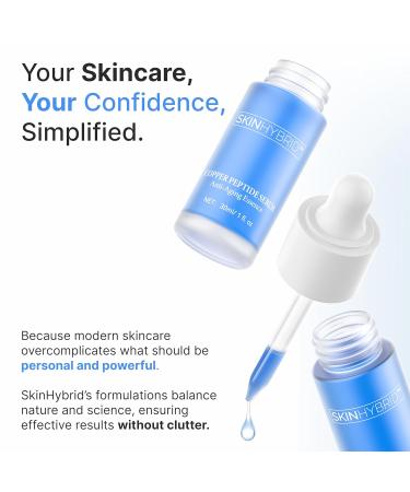 SkinHybrid Copper Peptides Serum for Face - Lightweight Anti Aging Serum with GHK-Cu Peptide Niacinamide & Collagen for Firmer Plumper Youthful Skin (30ml / 1 fl oz) - Buy Online on GoSupps.com