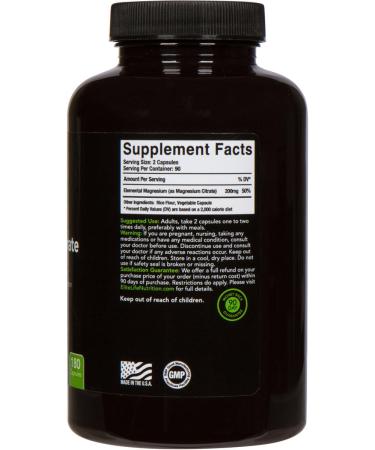 High-Potency Magnesium Citrate 200mg - Natural Stress Relief, Sleep Aid, Constipation Relief - 180 Capsules - Buy Online on GoSupps.com