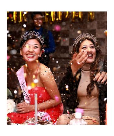 Rose Gold Birthday Queen Crown & Sash Set - Rhinestone Princess Tiara for Women & Girls | Happy Birthday Headband Accessories - Buy Online on GoSupps.com