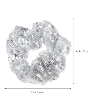 Lurrose 2-Piece Silver Sparkling Sequin Hair Ties for Girls | Hair Tendrils Holders & Rubber Bands - Buy Online on GoSupps.com
