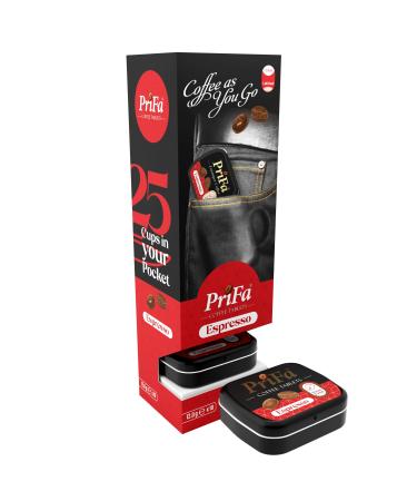 Prifa Coffee Tablets Pocket Coffee Espresso to Go - Unsweetened Real Coffee Absorbable Lozenge Coffee Candy - Natural Sugar Free Instant Energy Pouches Caffeine Mints for Keto (Espresso 10 Tins) Espresso 250 Count (Pack