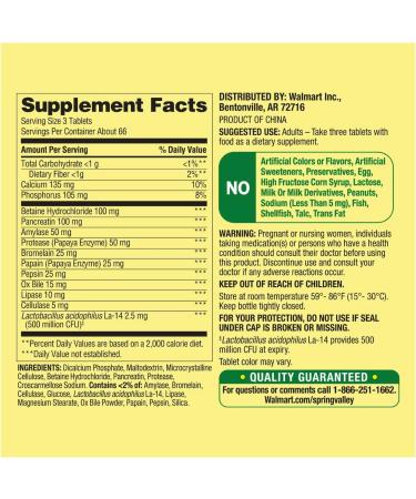 Spring Valley Multi-Enzyme Probiotic 200 Tablets + Vitamin Guide - Boost Digestive Health - Buy Online on GoSupps.com