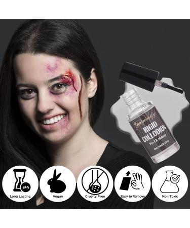 Makeup Rigid Collodion & Remover Kit - Liquid Scar Makeup for Halloween | SFX Scarring Liquid with Brush (5ml + 30ml - Buy Online on GoSupps.com