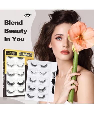 Reusable Self Adhesive Eyelashes - 5 Pairs Natural Fluffy False Lashes with Tweezers - No Glue Needed! Waterproof and Mink - Perfect Gift for Beginners - Buy Online on GoSupps.com