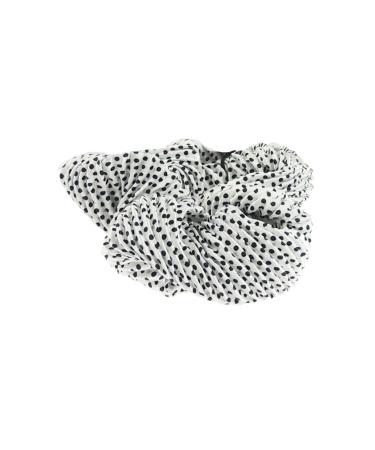 Glamour Girlz Crinkle Satin Large Spotted Hair Scrunchie Elastic White by Glamour Girlz