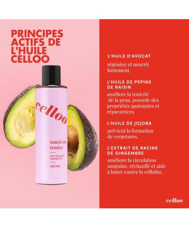 Celloo Anti-cellulite oil with natural ingredients 200 ml massage against cellulite and stretch marks with avocado oil and grape seed oil Firming and toning for the body - Buy Online on GoSupps.com