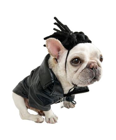 Funny dog wig cat role play wig Halloween Christmas parties firm for pets wig small medium and large dogs wig (black long hair)