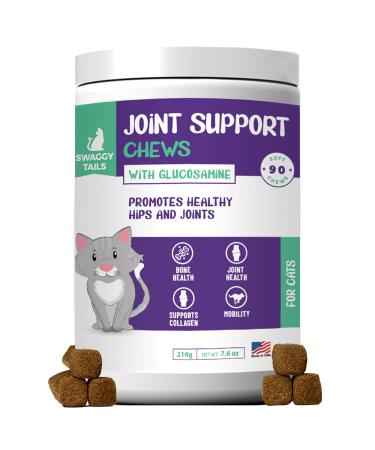 SWAGGY TAILS Glucosamine for Cats, Joint Inflammation Supplement, Cat Joint Chews - Joint Support for Cats with MSM, Chondroitin, Antioxidants - Premium Arthritis Pet Supplements 90 Chews