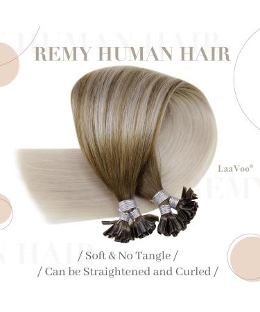 LAAVOO U Tips Extensions - Real Hair Balayage Brown & Light Brown Ombre #8/59 - Pre Bonded Keratin Extensions 50 Strands 35cm - Buy Online on GoSupps.com