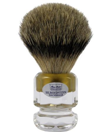 Hans Baier Exclusive Shaving Brush Acrylic Clear - Size 1 Gold Stripes