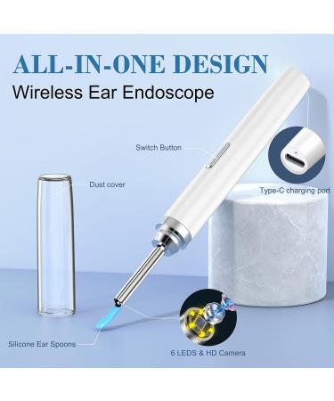 Earwax Removal Tool with 1080p Camera Ear Cleaner with 6 LED Light and Replacement Tips Ear Cleaning kit with Otoscope White - Buy Online on GoSupps.com