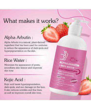 BAKE Rice Water Body Lotion with SPF 30 PA+++ | Alpha Arbutin & Vitamin E | Moisturizing Body Lotion | Helps Improve Skin Appearance | For Women & Men | 200 ml - Buy Online on GoSupps.com