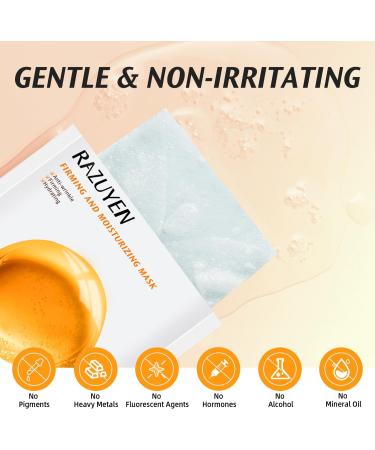 RAZUYEN Firming Face Sheet Masks With Hyaluronic Acid And Peptides Anti Wrinkle Moisturising & Hydrating face mask Set of 10 Sheet Face Mask Skincare Firming face mask - Buy Online on GoSupps.com