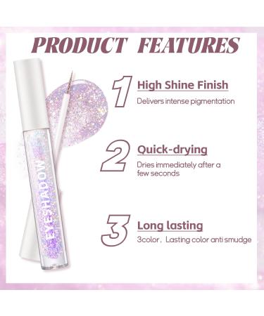 3Pcs Liquid Glitter Eyeshadow Stick Set - Holographic Glitter Glue & Shimmering Metallic Under Eye Makeup in 3 Colors - Perfect for International Shipping - Buy Online on GoSupps.com