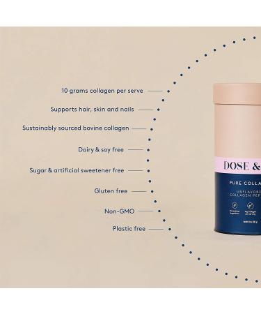 Dose & Co Pure Collagen Powder 20oz - Amazon Exclusive Hydrolyzed Peptides Supplement, Unflavored - Non-GMO, Dairy Free, Gluten Free, Sugar Free - Hair, Skin, Nails Support - Buy Online on GoSupps.com