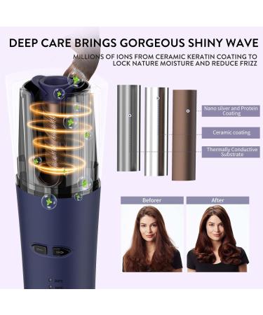 Buy Cordless Auto Hair Curler - Portable Rotating Curling Iron Fast Heating 3 Temps Rechargeable Barrel for Perfect Waves (Blue) - International Shipping Available - Buy Online on GoSupps.com