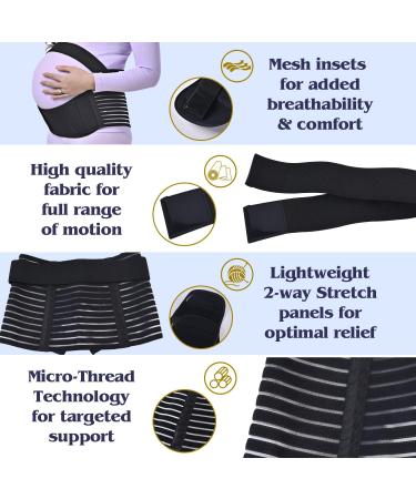 Merlinae Pregnancy Support Belt Maternity - Breathable Abdomen & Pelvic Support - Comfortable Belly Band for Pregnancy - Size XL Black (100-130CM) - Buy Online on GoSupps.com