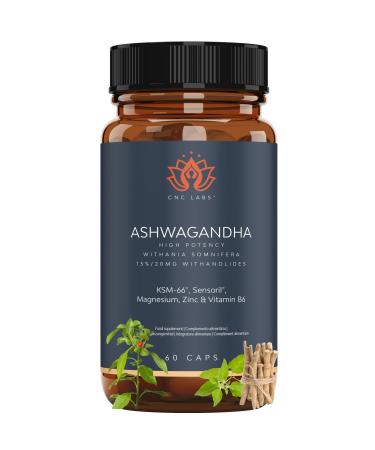 Ashwagandha Very High Potency Adaptogen and Nootropic with KSM-66 + Sensoril (15-20% Withanolides) Deep Sleep Wellness Energy Concentration 2 Months Combination of 2 Powerful Ashwagandhas