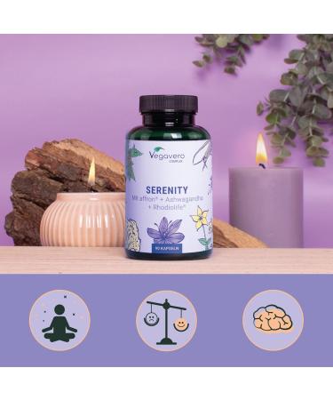Serenity Complex | Mood + Anti Stress | St. John's wort Rhodiola Saffron Tryptophan Vitamin B | 90 Capsules | NO ADDITIVES and VEGAN | Vegavero  - Buy Online on GoSupps.com